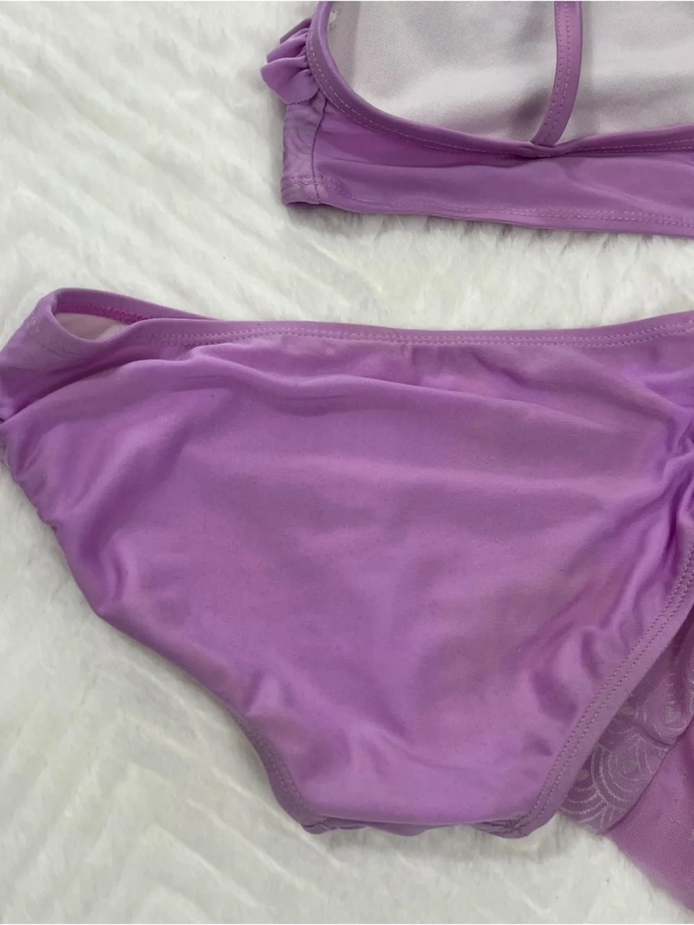 Lilac Girls 3-Piece Swim Set Purple Bikini Top Bottom Skirt medium cat & Jack